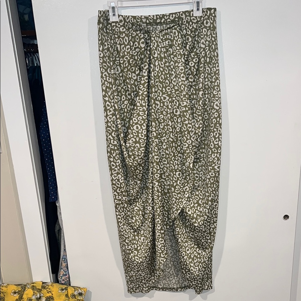 Leopard Print Asymmetrical Maxi Skirt